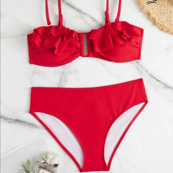 Ruffle Trim Bikini Swimsuit - Picture 2 of 3